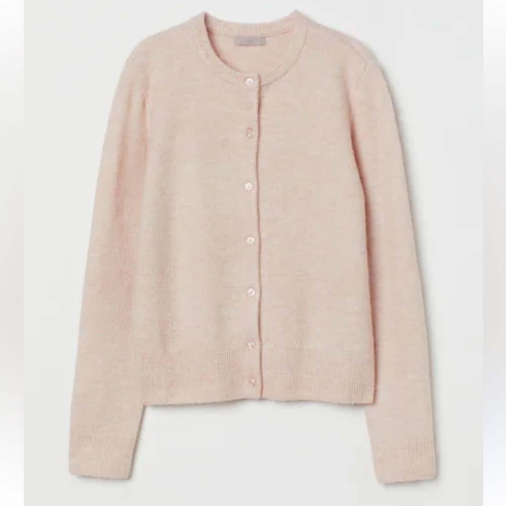 H&M Fine Knit Cardigan Women Size Medium Powder Pink